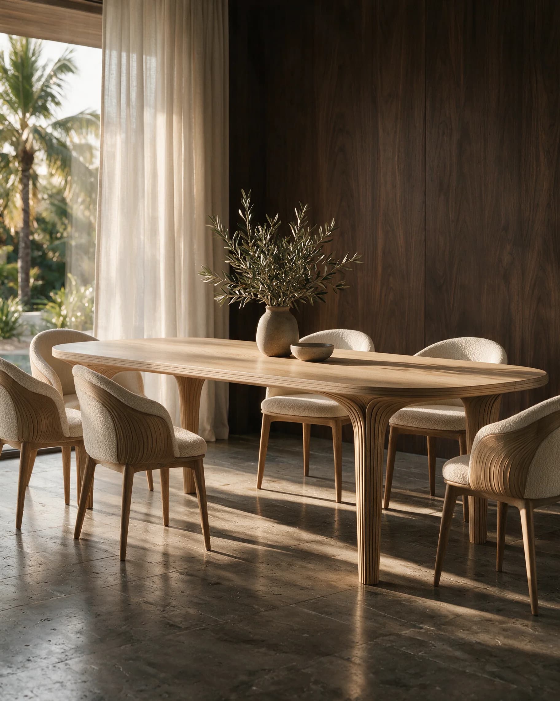 Dining Table with Dining Chairs in a sunlit dining room