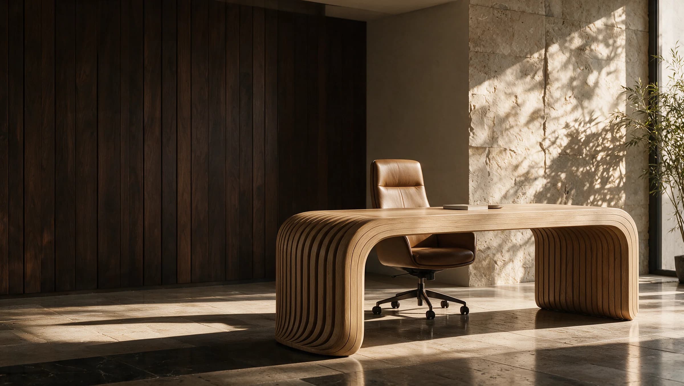 Executive Desk with Executive Chair in a calm, sunlit office