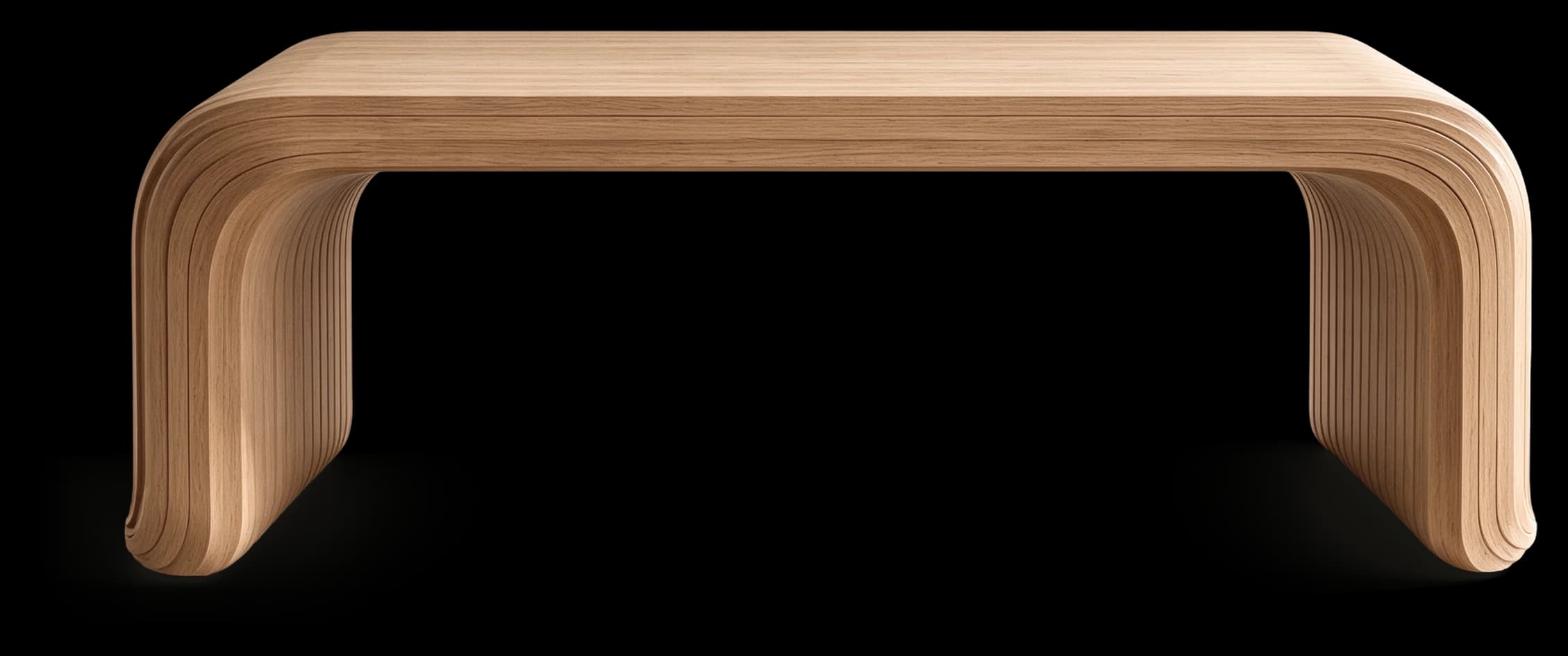 Executive Desk in Light Oak, front view