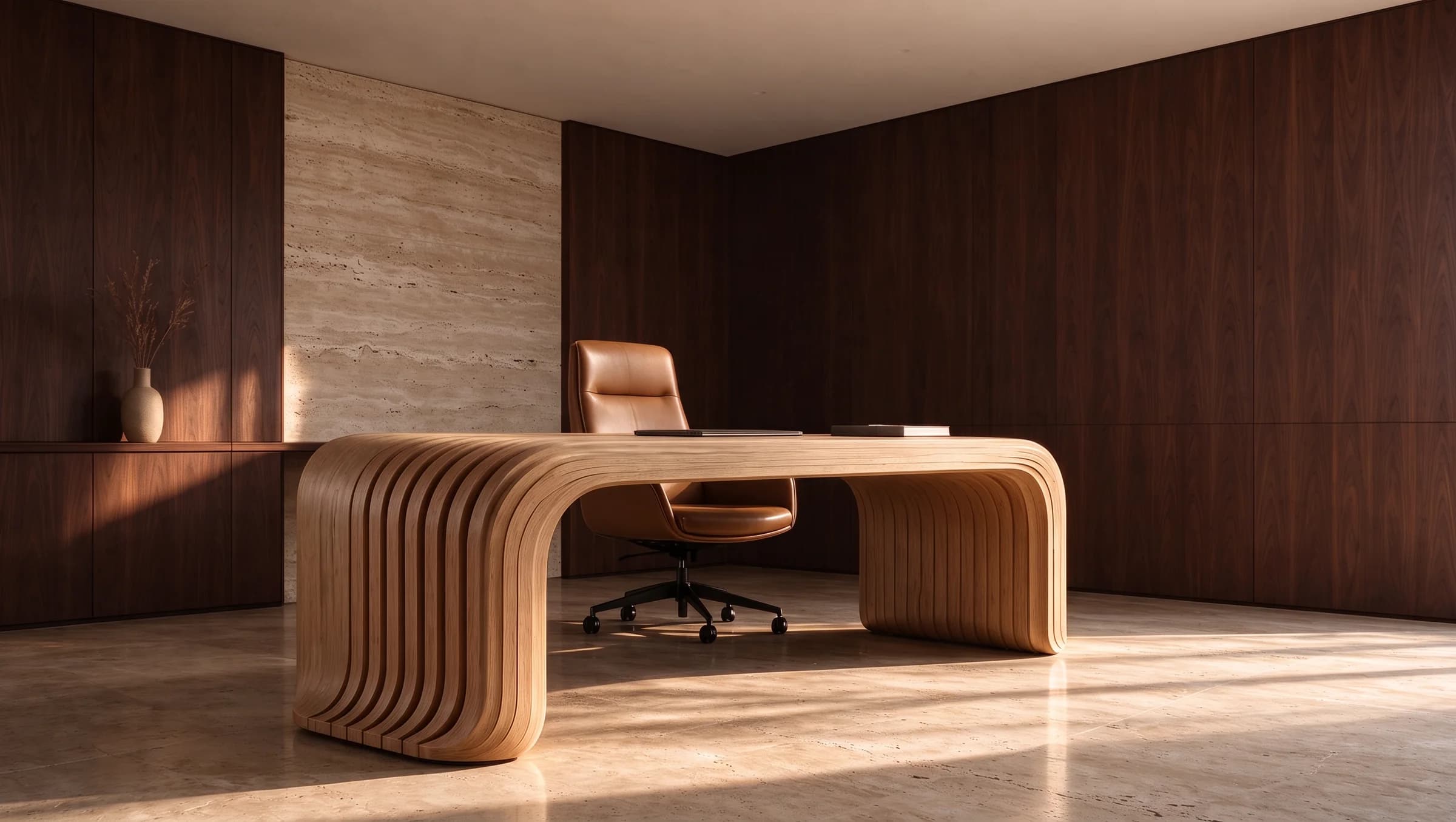 The Executive Desk in solid teak in a quiet study