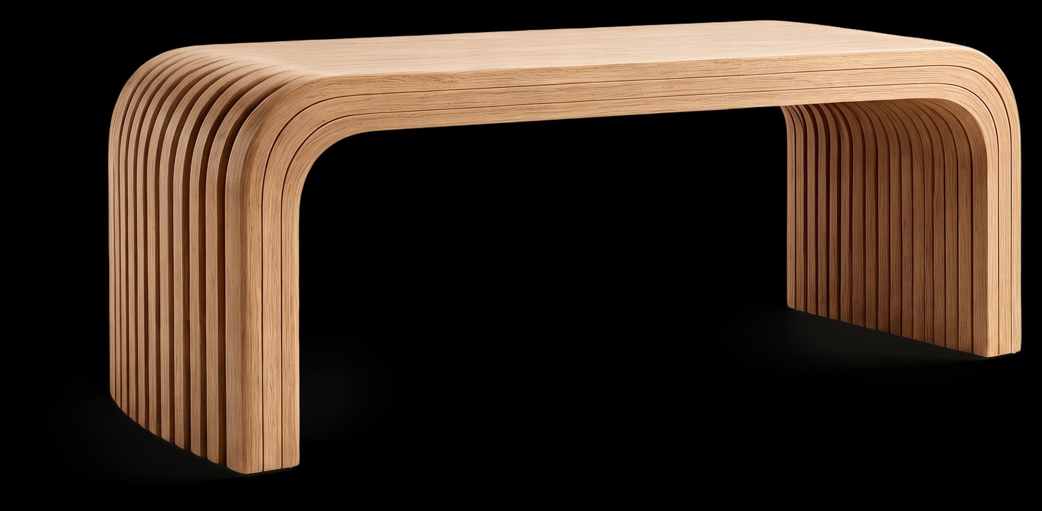 Executive Desk in Light Oak, three-quarter view