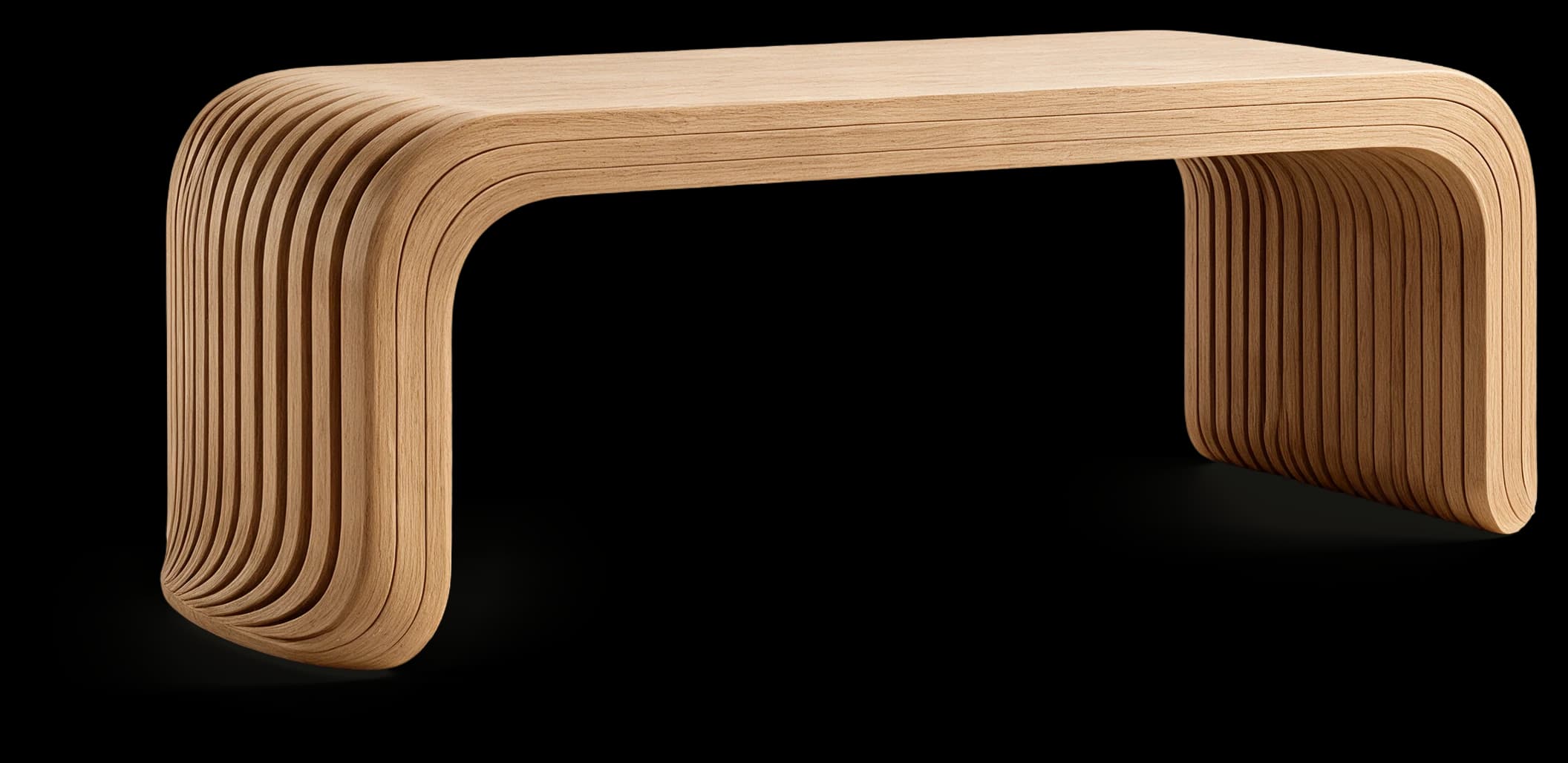 Executive Desk in Light Oak, three-quarter view
