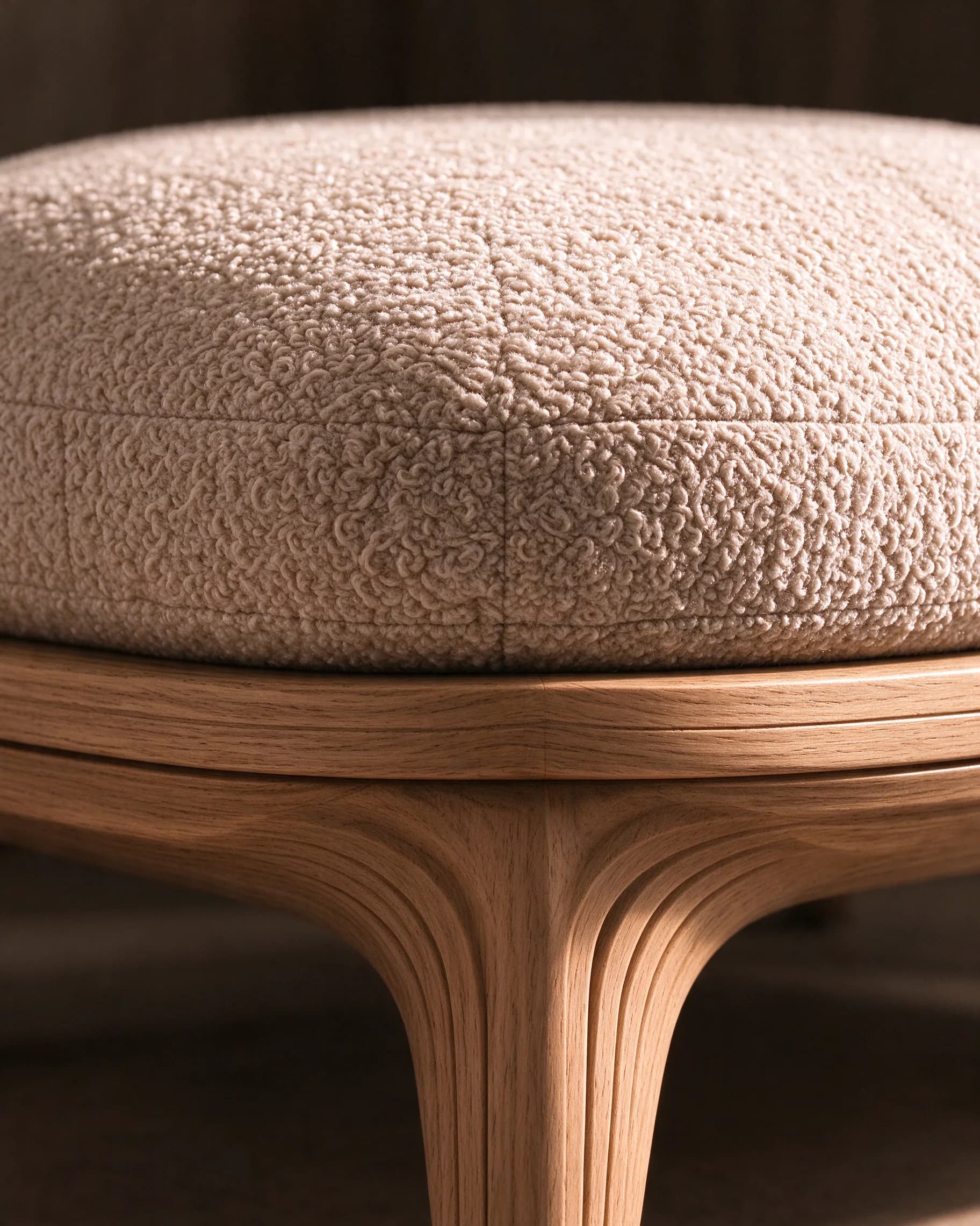 Ottoman, detail of the layered teak