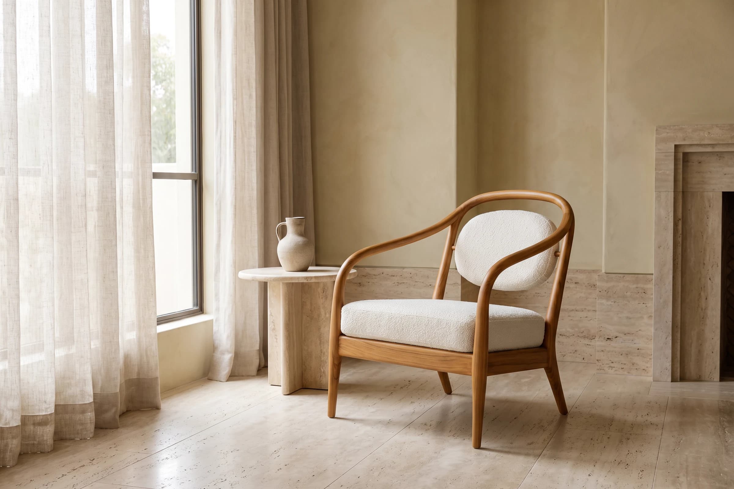 Easy Chair with upholstered back in an interior