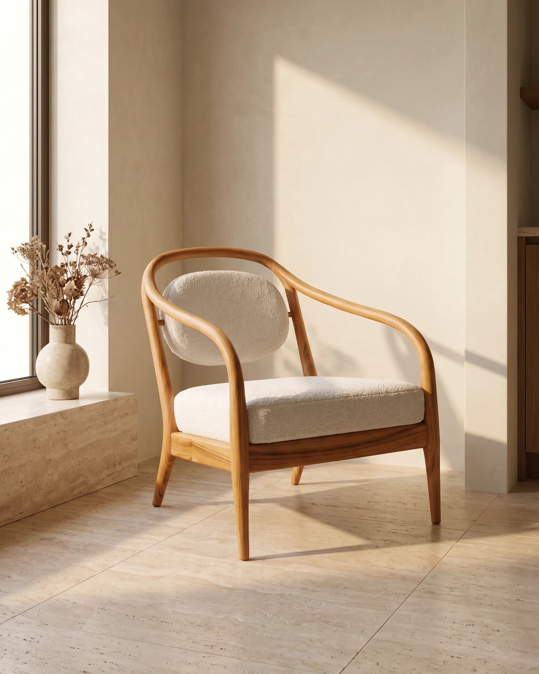 Easy Chair with upholstered back in an interior
