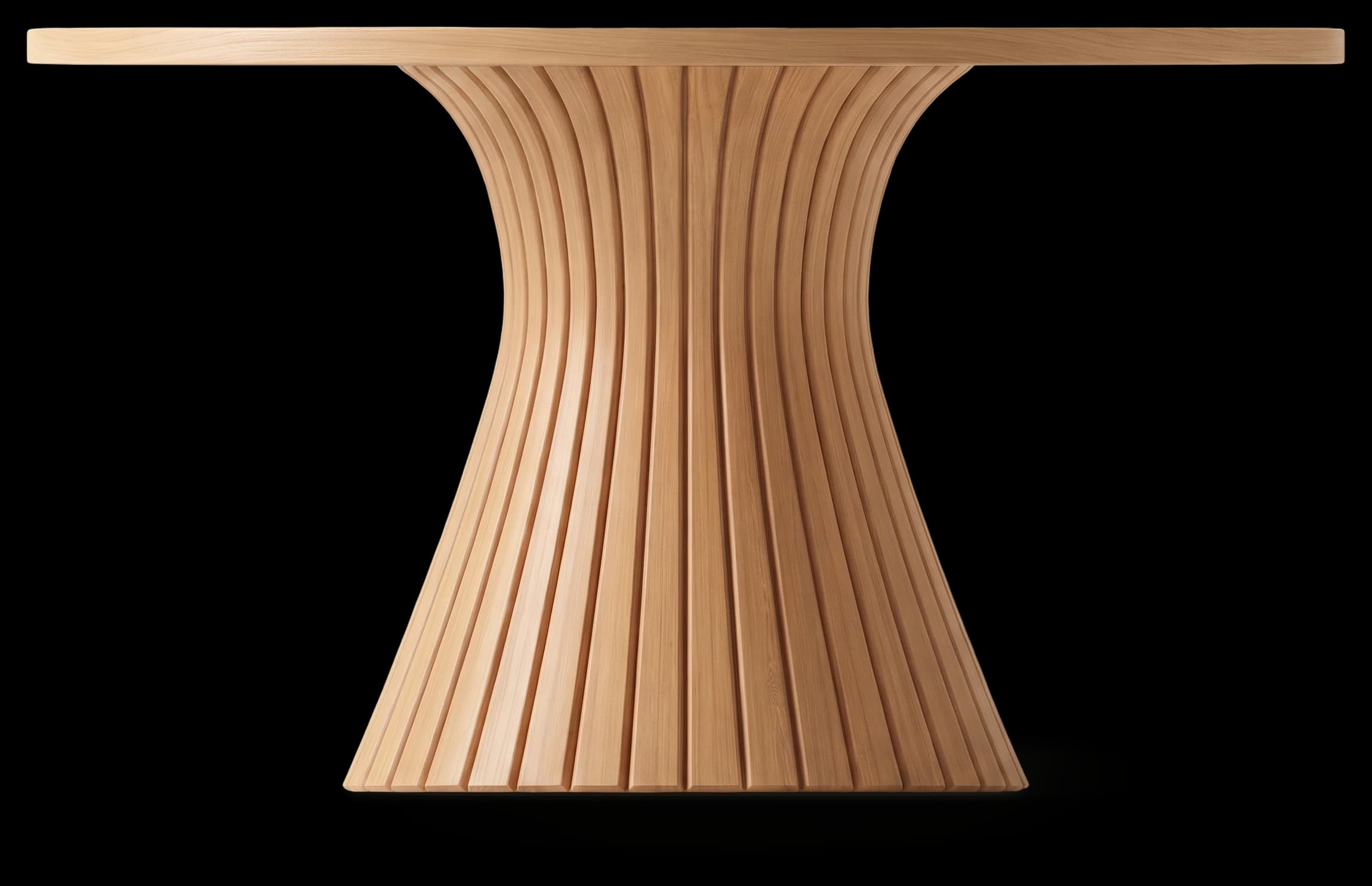 Round Dining Table in Light Oak, front view