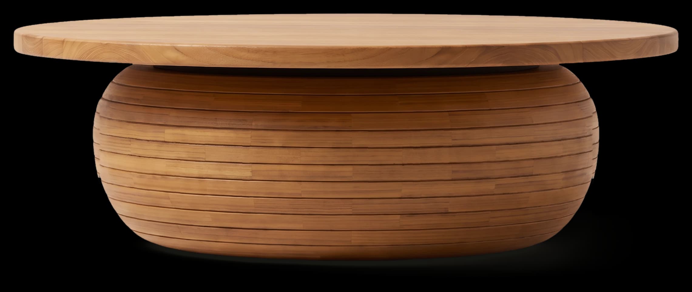 Drum Coffee Table in Light Oak, front view