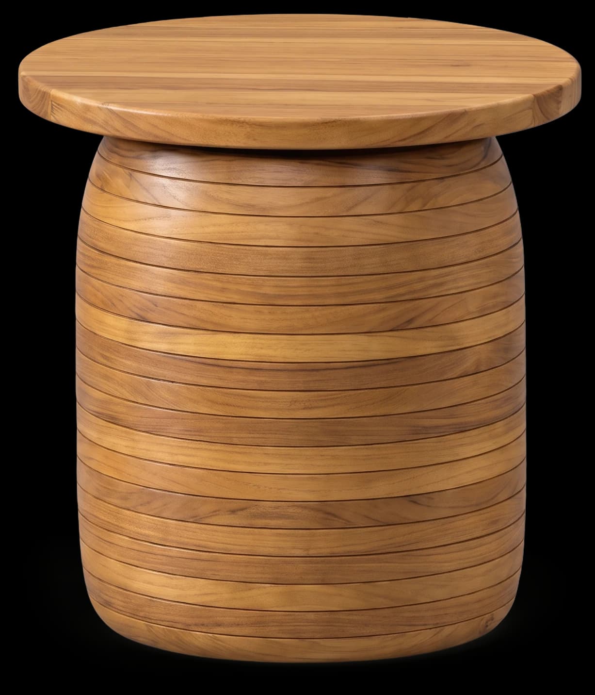 Drum Side Table in Light Oak, three-quarter view