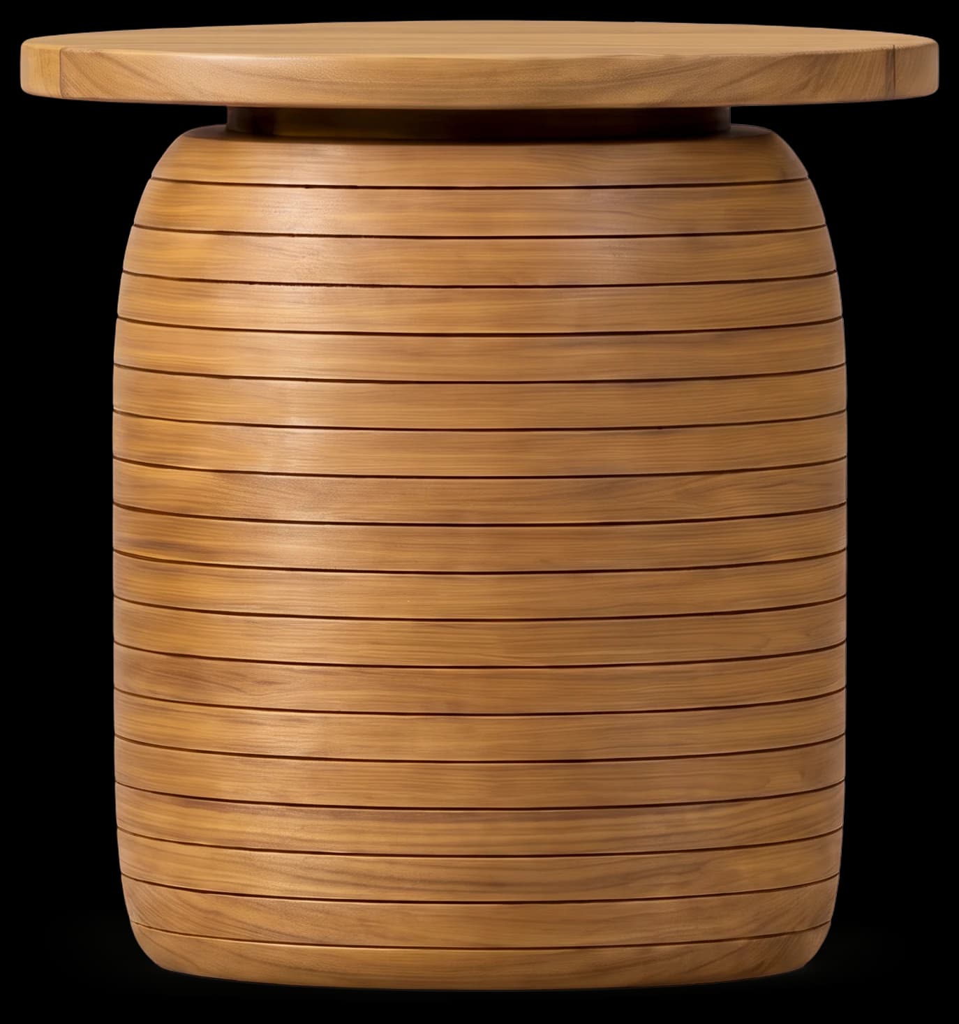 Drum Side Table in Light Oak, front view