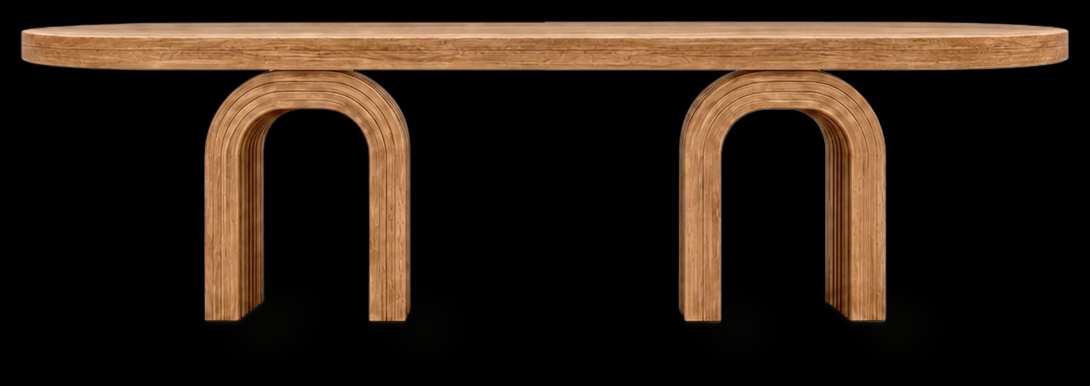 Arch Dining Table in Light Oak, front view