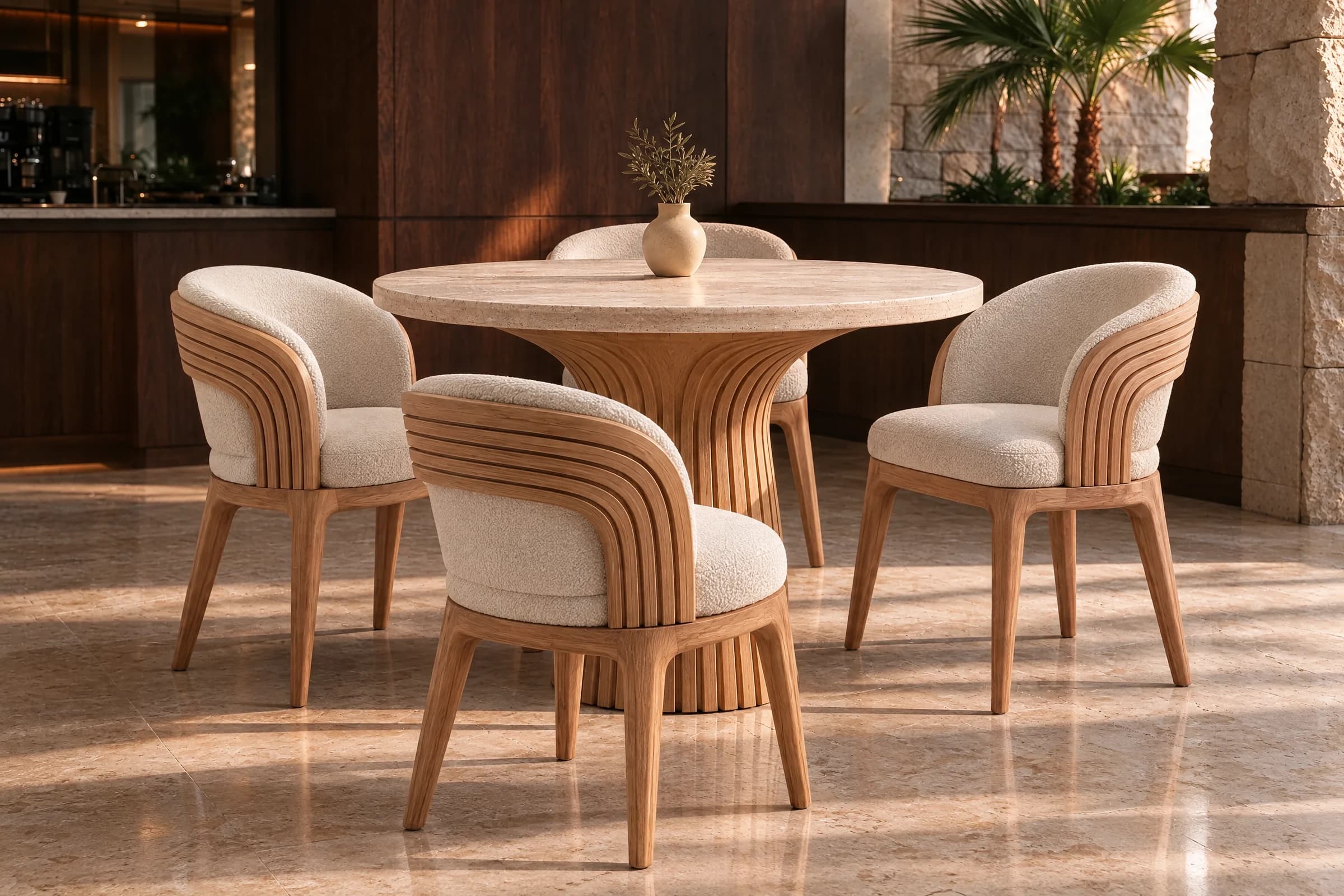 Restaurant Table with four Hospitality Dining Chairs in a restaurant