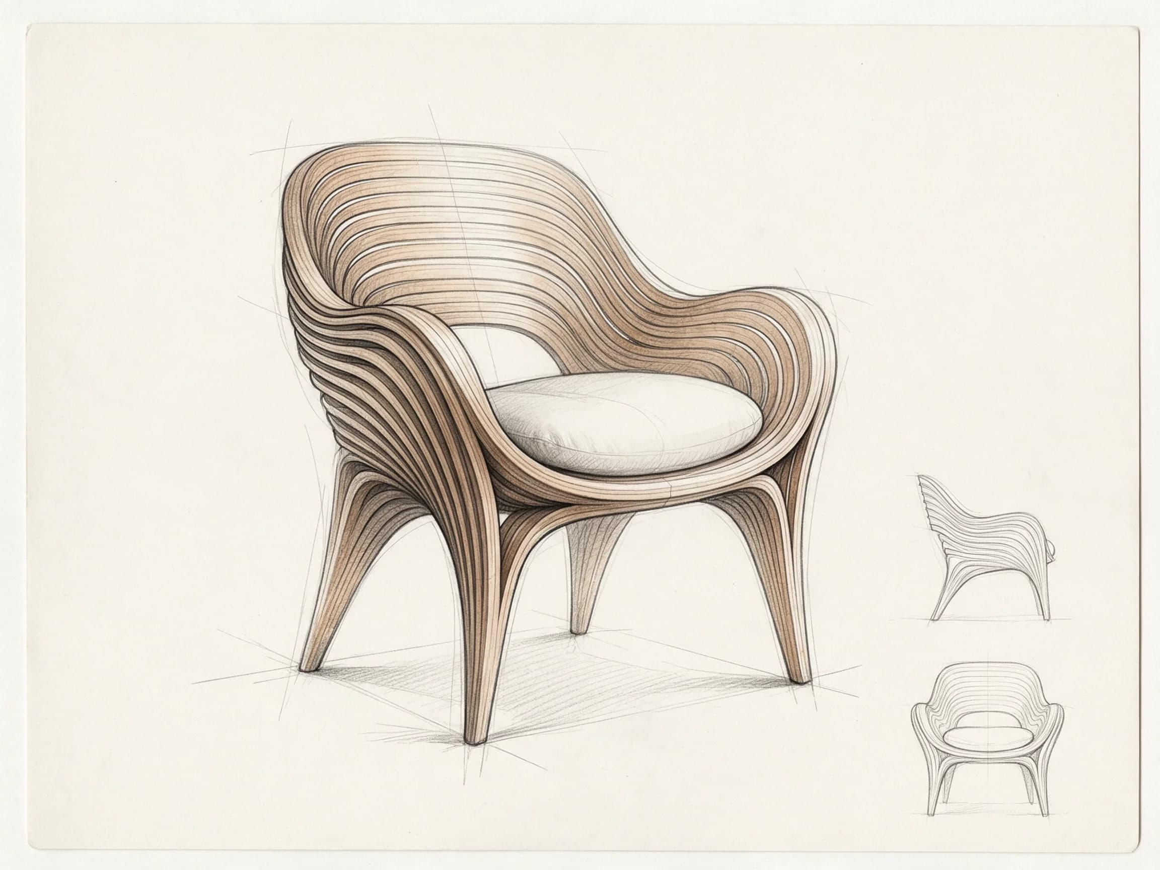 STUDY 01 — Lounge chair — layered shell