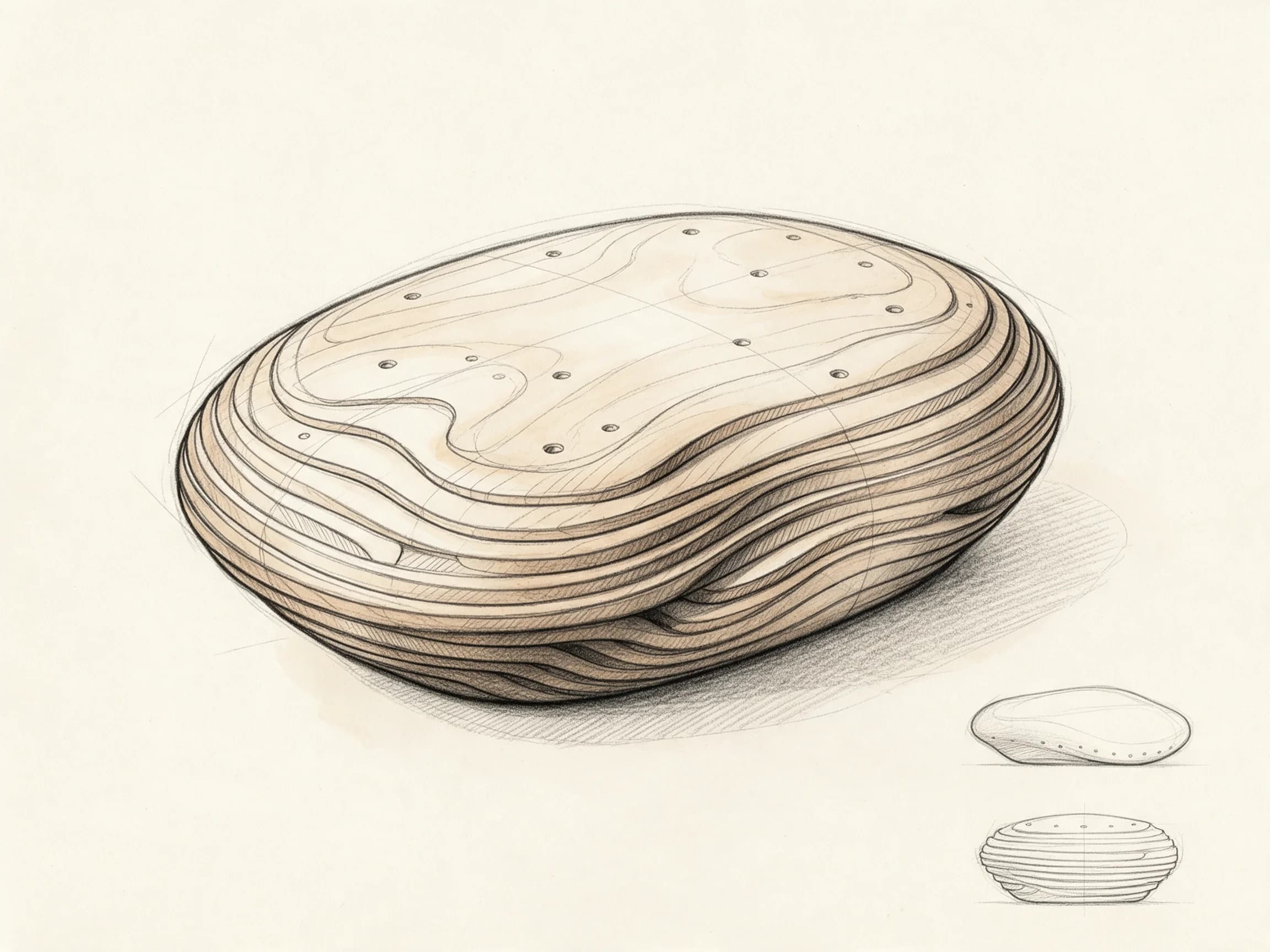 STUDY 06 — Coffee table — river stone